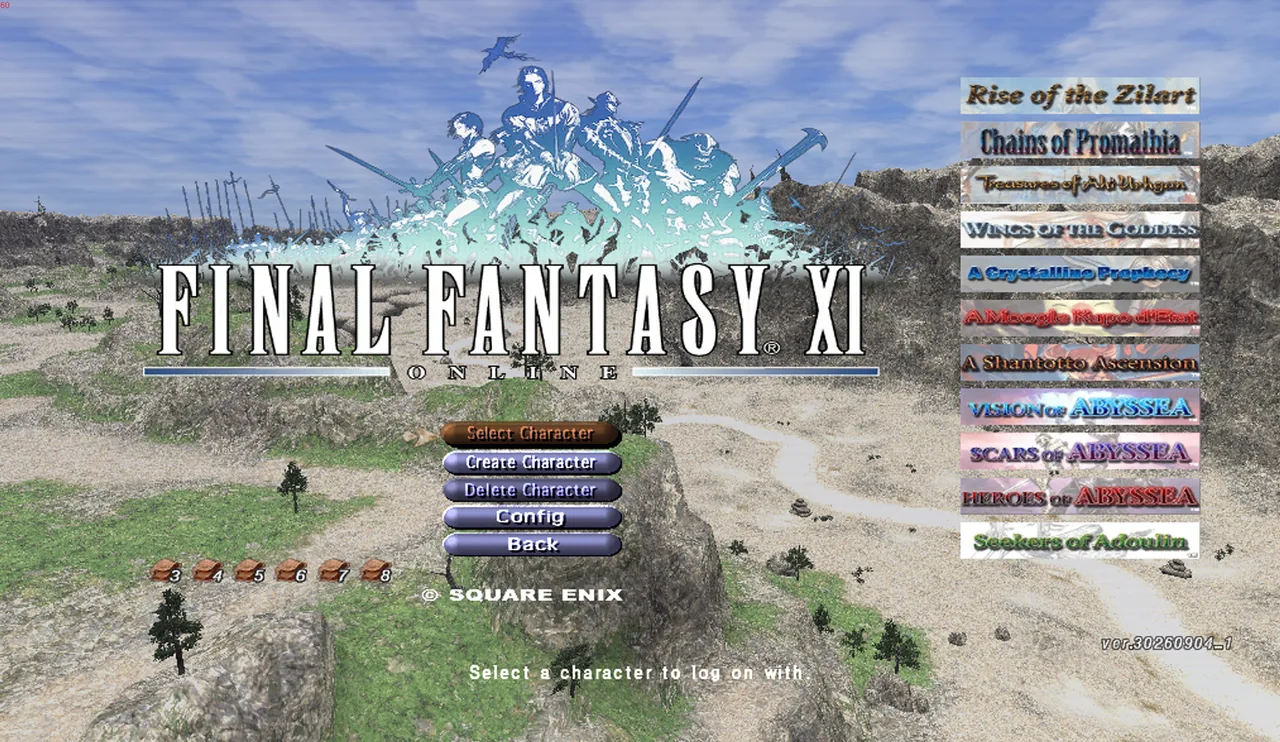 The original title screen